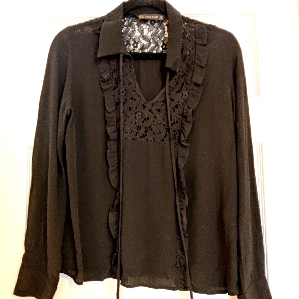 Zara semi sheer black top